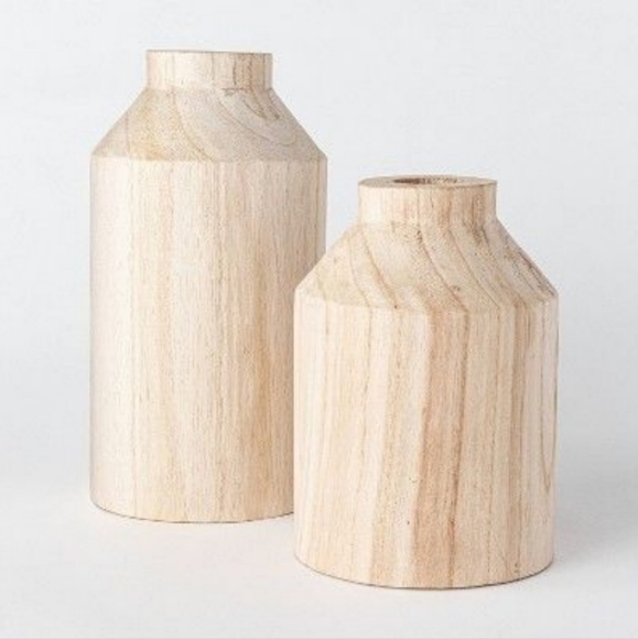 Studio McGee Accents Studio Mcgee By Threshold Set Of 2 Wood Vases